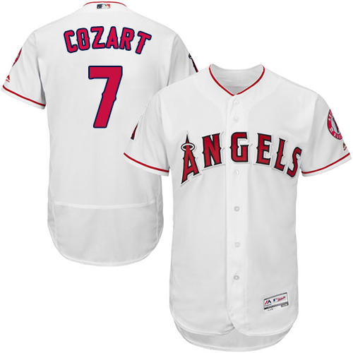 Angels of Anaheim #7 Zack Cozart White Flexbase Authentic Collection Stitched MLB Jersey